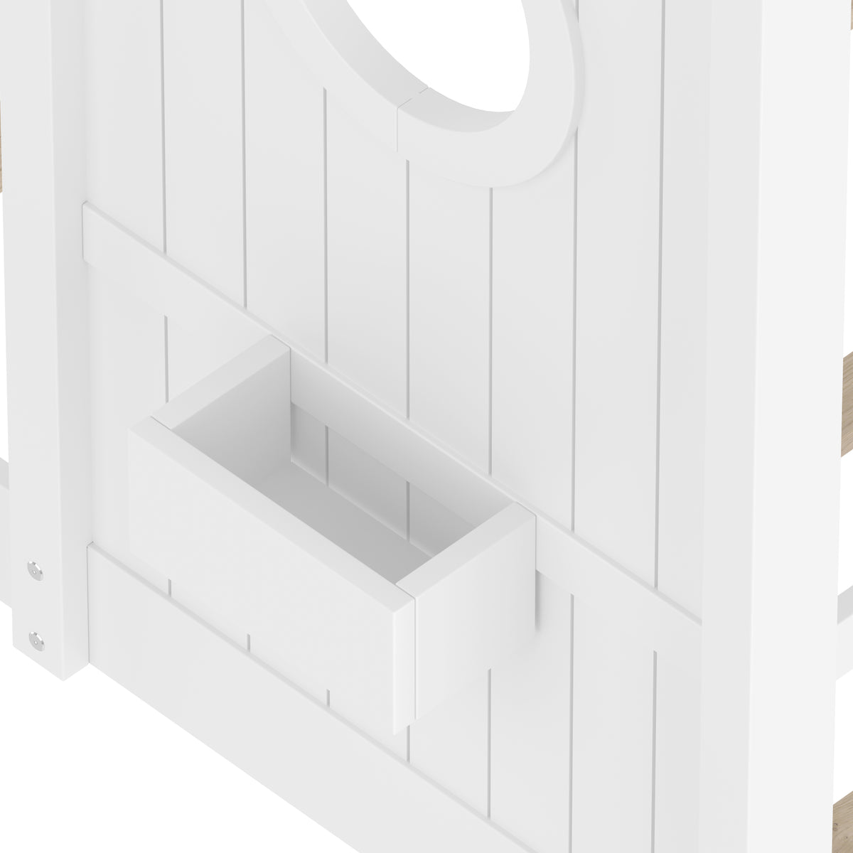variant-group:rf-n733p335068k|Roomfitters Full Size Floor House Bed with Storage Shelf and Roof Design, Montessori Playhouse Bed, White
