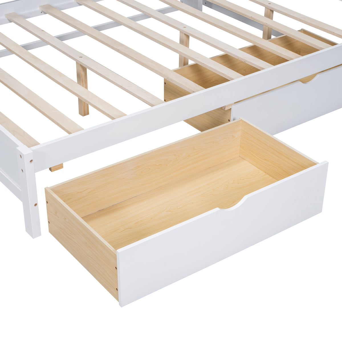 Roomfitters Wooden Full Daybed with Underbed Storage, Built-In Shelf & USB Charging Ports, White