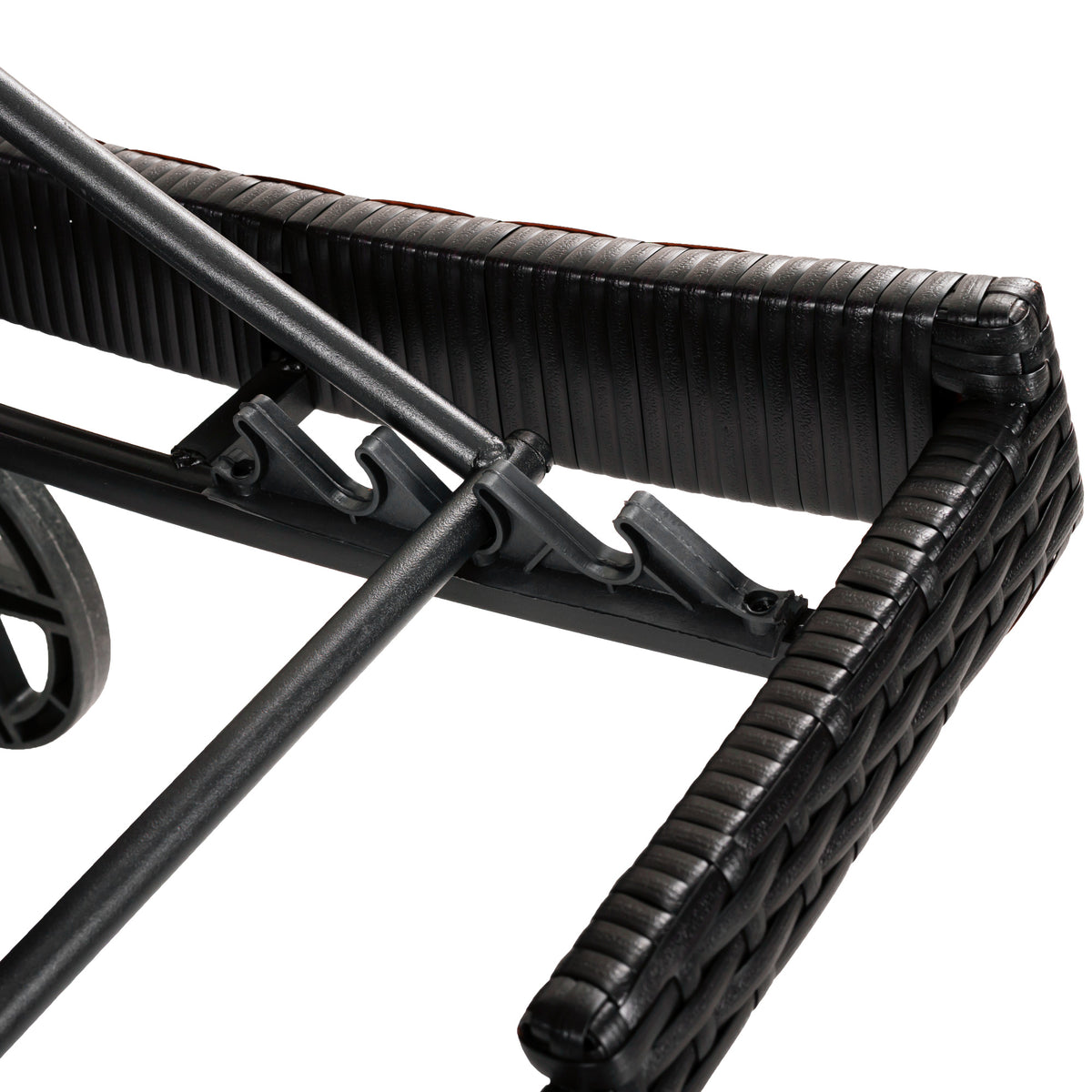 variant-group:rf-n707p395515d|Roomfitters 80"W Patio Chaise Lounge Chairs Set of 2 with Wheels, Folding Table, Adjustable Rattan Loungers, Black & Brown