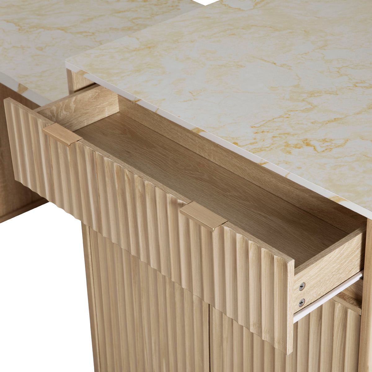 variant-group:rf-n707s000018y|Roomfitters 82.6" Fluted Kitchen Island with 51" Extendable Dining Table for 4-6, Power Outlet, Natural