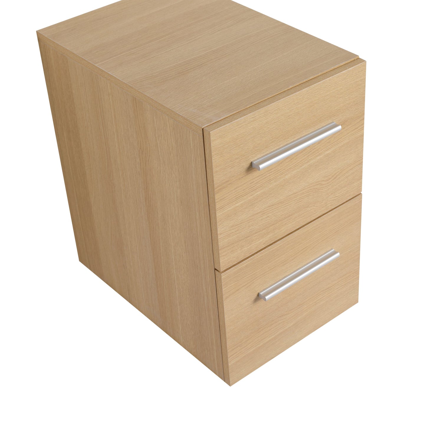 12" Floating Bathroom Vanity Drawer Base, Light Oak Plywood Cabinet, Wall-Mounted Storage with 2 Drawers & Black/Aluminum Handles (Sink Not Included) Roomfitters