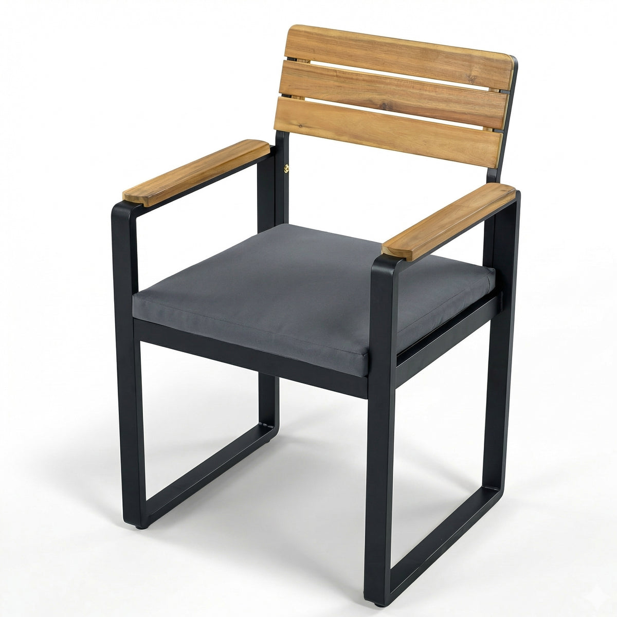 variant-group:rf-n704g201255e|Roomfitters 6-Piece Solid Acacia Wood Patio Dining Set with Steel Frames and Cushion Chairs Gray