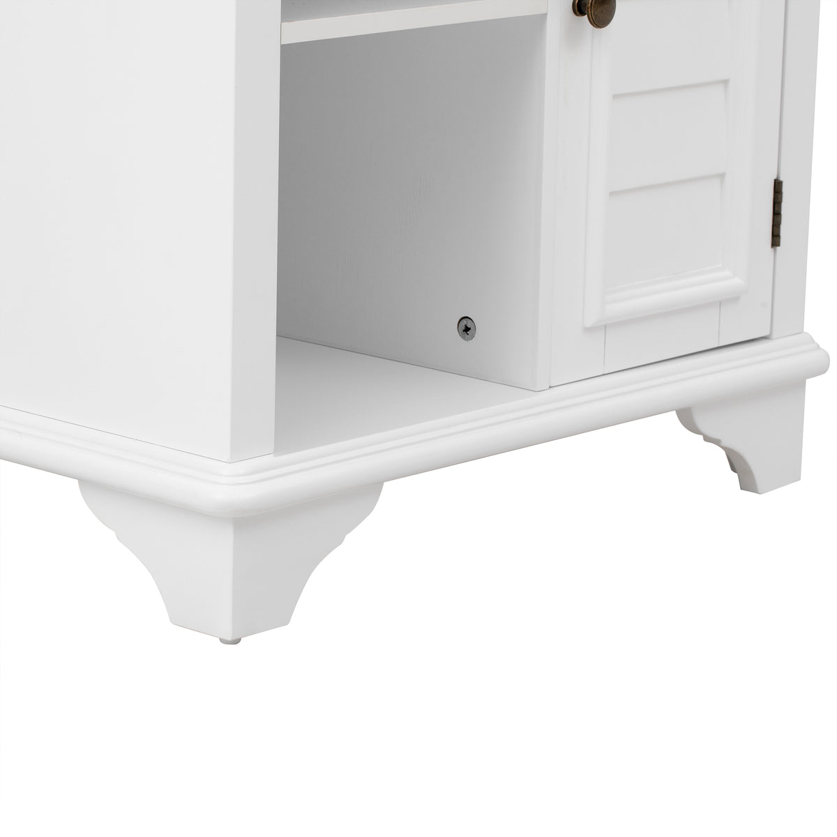 variant-group:rf-n724p401353k|Roomfitters American Style Louvered Side End Table with 2 Grass Storage Baskets, White