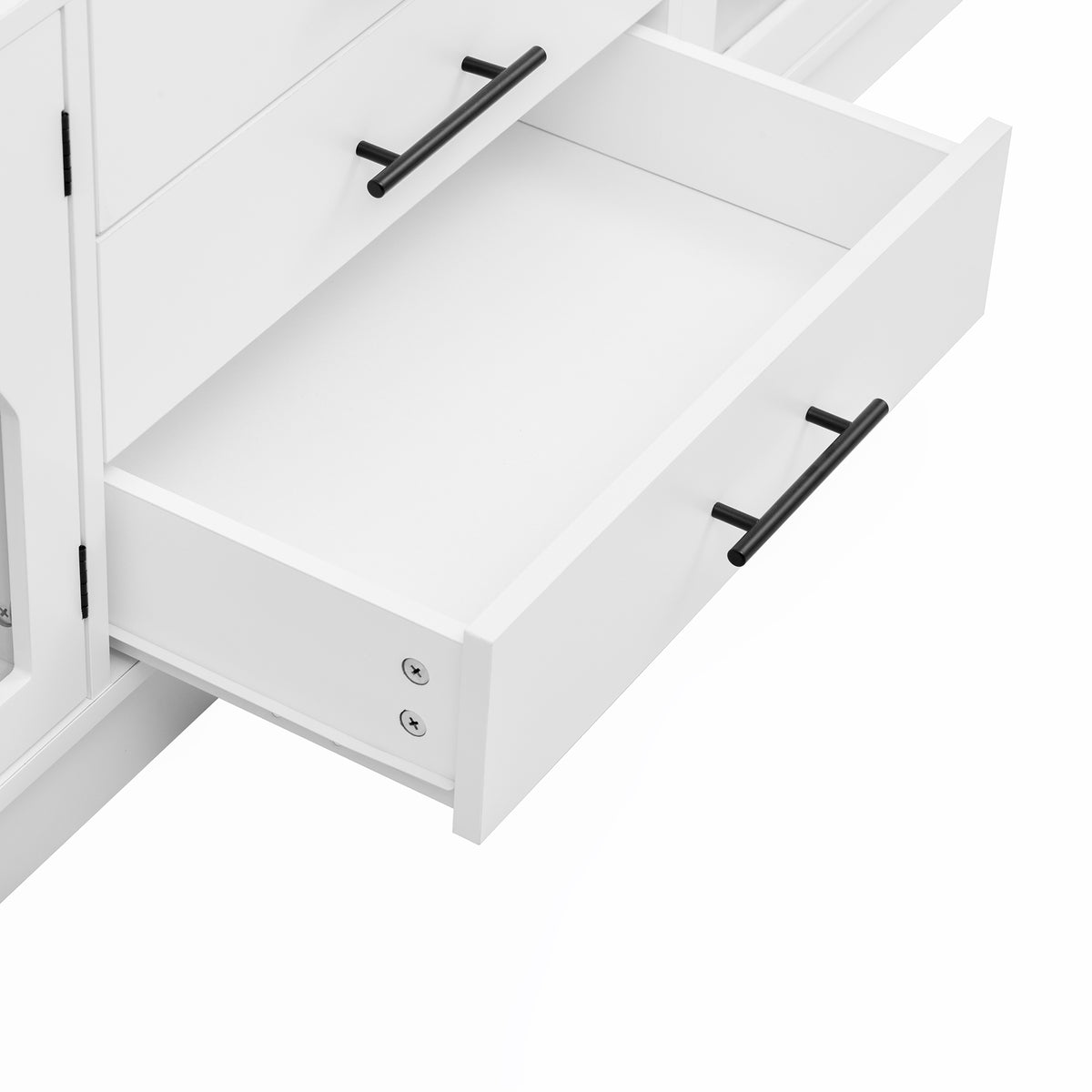 variant-group:rf-n724p284467k|Roomfitters Modern Minimalist TV Stand for up to 75 Inch TV, Entertainment Console Cabinet with Adjustable Shelves, White