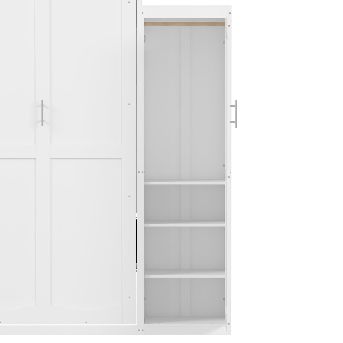 variant-group:rf-n733s339767k|Roomfitters Queen Murphy Bed with Storage Cabinets and Shelf, Foldable Wall Bed Platform for Guest Room and Bedroom, White