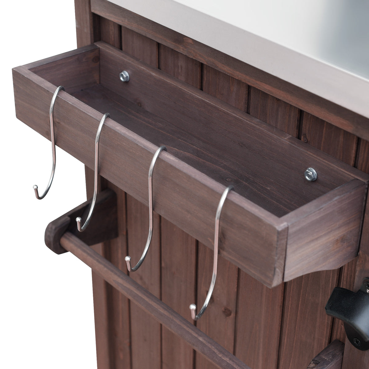 variant-group:rf-n707p370276z|Roomfitters 78.3" Outdoor Kitchen Island with Foldable Grill Table, Stainless Steel Top & Tilt Trash Can Storage, Dark Brown