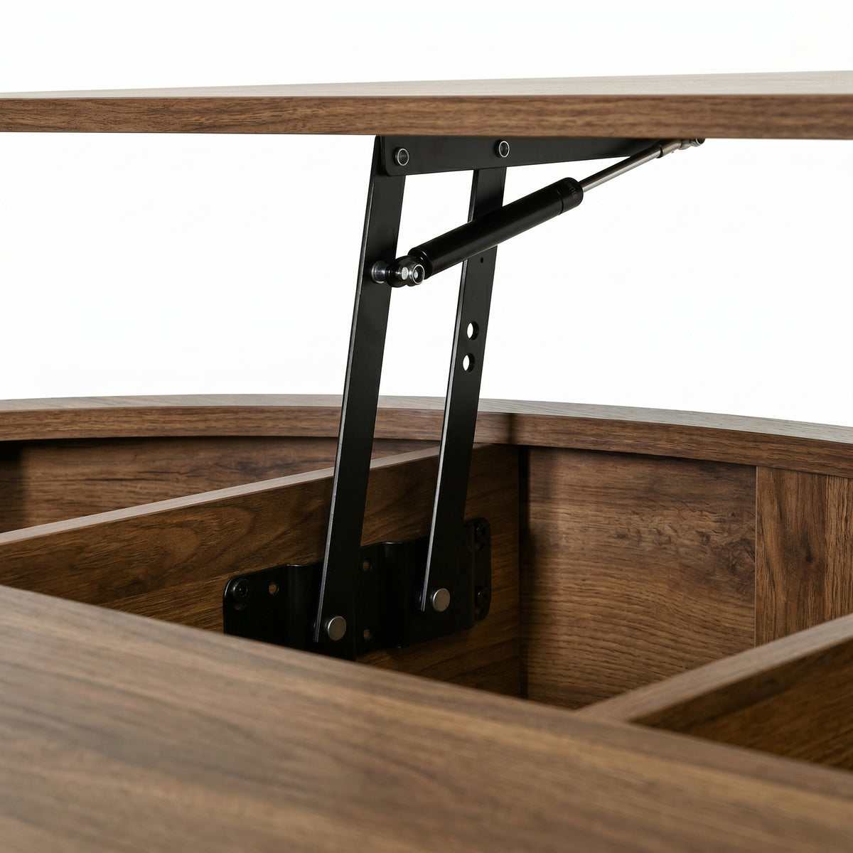 variant-group:rf-n724p416053m|Roomfitters Minimalist Round Lift-Top Coffee Table with Side Sliding Door, Antique Brown