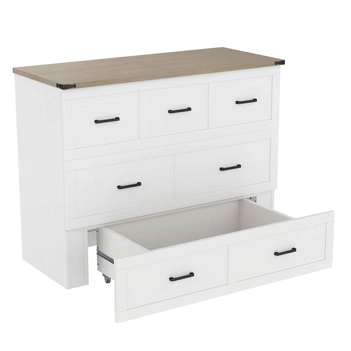 variant-group:rf-n733s293995w|Roomfitters Full Size Murphy Bed Cabinet with Charging Station, Foldable Platform Bed with Storage Drawer, White