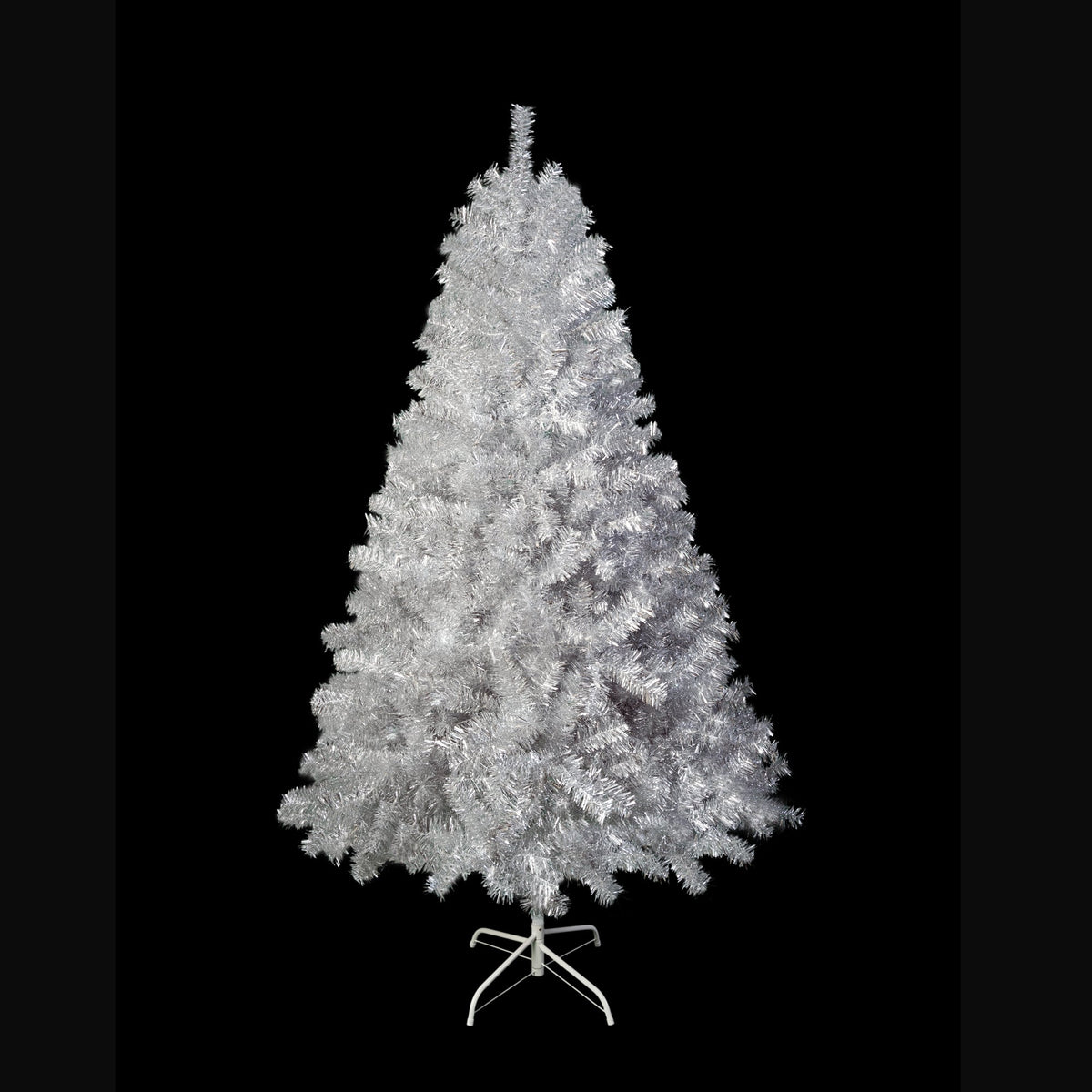 Roomfitters Pre-Lit Artificial Christmas Tree 6FT, Full Hinged Holiday Tree with Metal Stand, Warm Lights, 800 Tips, Silver Roomfitters