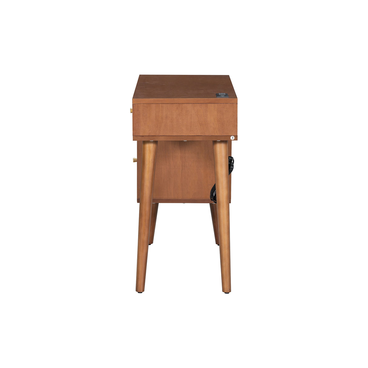 Roomfitters Wooden Nightstand with Two Storage Cabinets, End Table for Bedroom, White and Pink