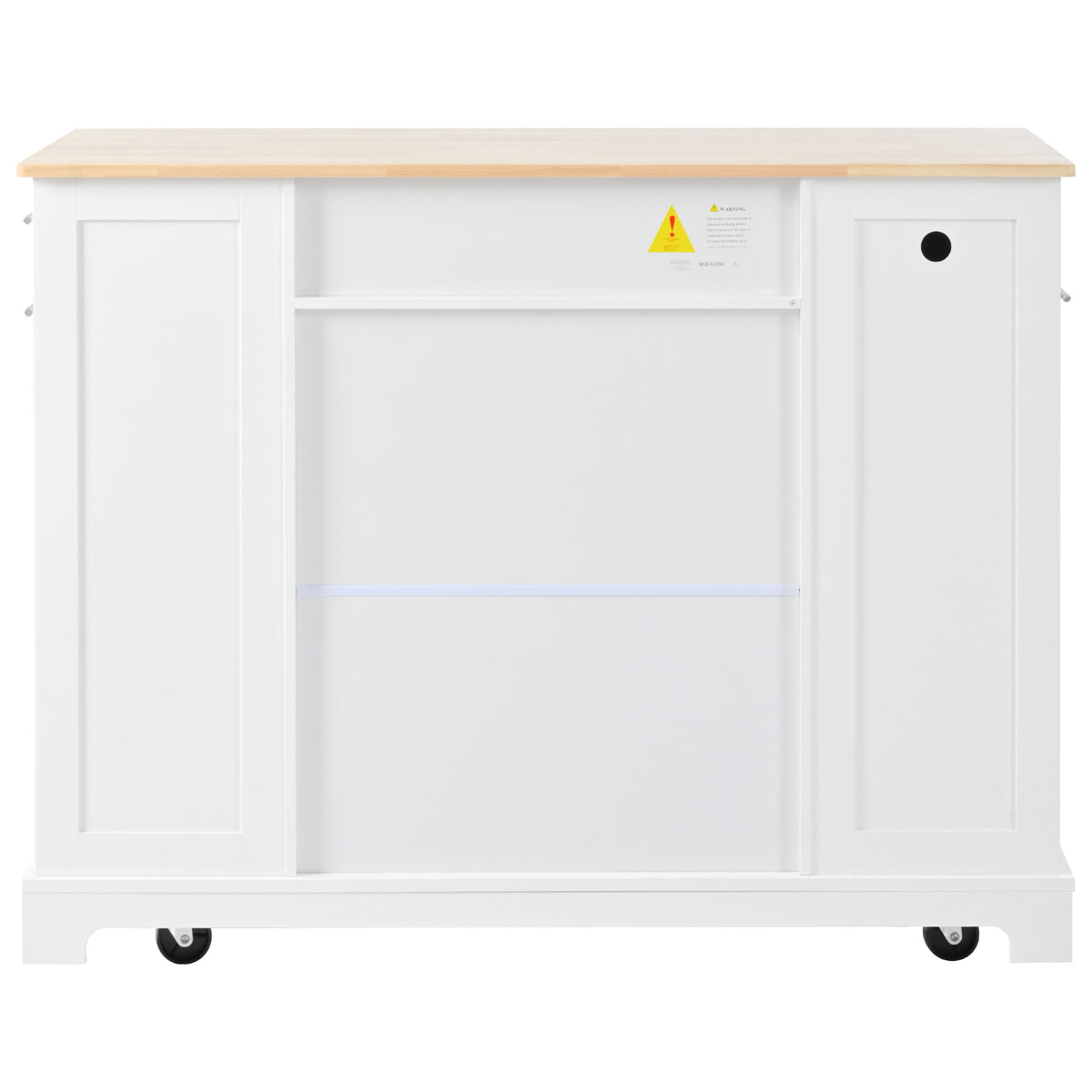 variant-group:rf-n707s221571w|Roomfitters Kitchen Island with Tilt Out Trash Can and Power Outlet, Fluted Storage Cabinet on Wheels, White