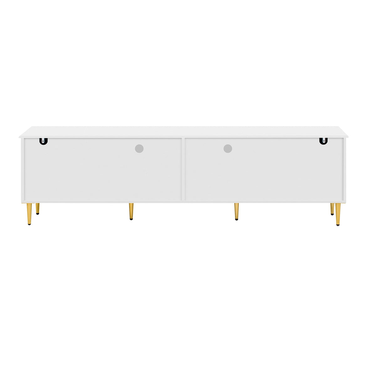 Roomfitters Retro TV Stand for up to 85 Inch TV, Media Console Cabinet with Drawers, Cabinets and Metal Legs, White Roomfitters