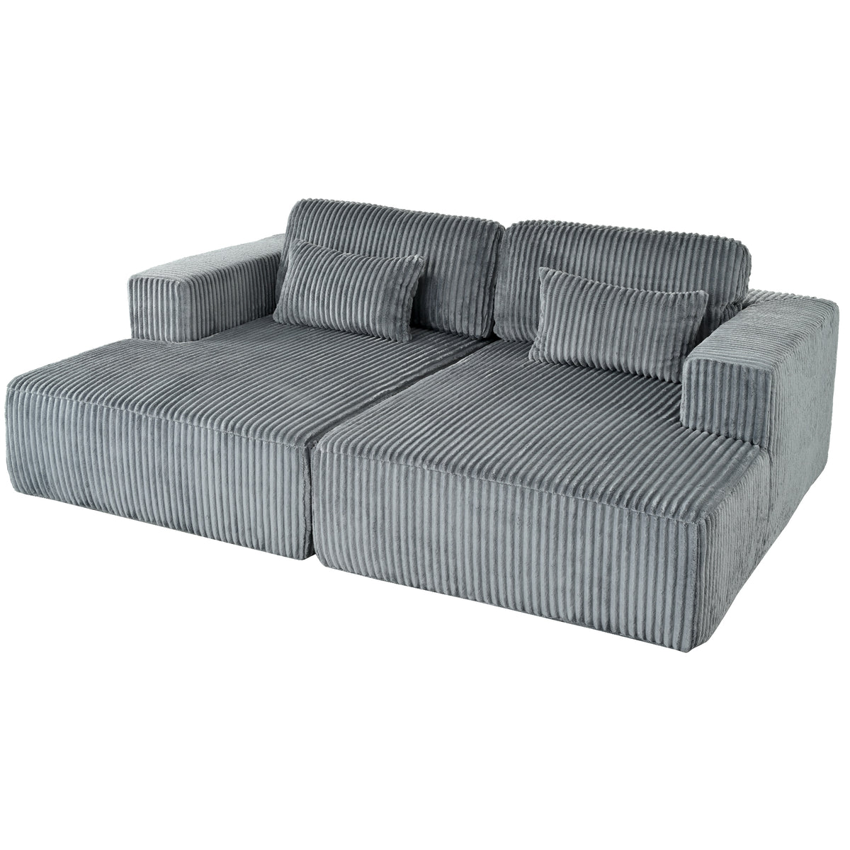 variant-group:rf-n711wy000449aae|Roomfitters Corduroy Double Sofa Bed with Pillows, Modern Convertible Couch for Living Room, Apartment, Gray