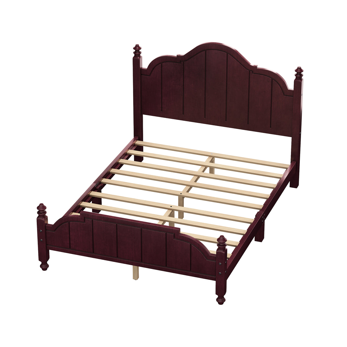 variant-group:rf-n733p360927p|Roomfitters Full Wood Platform Bed Frame with Curved Headboard, Vintage Style Slat Support, No Box Spring Required, Espresso