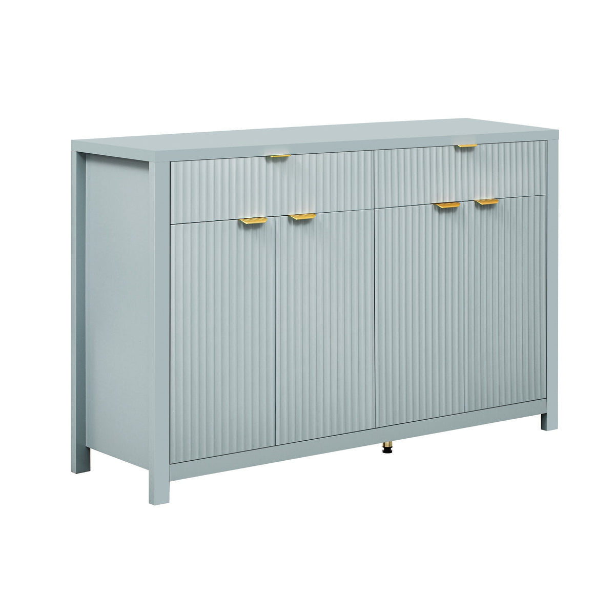 Roomfitters Sideboard Buffet Cabinet with 2 Drawers, 4 Door Mid-century Modern Fluted Storage for Kitchen & Dining Room, Cyan Roomfitters