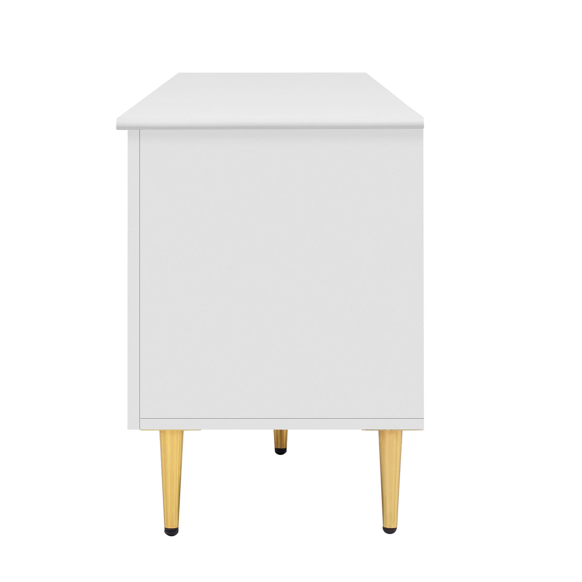 Roomfitters Retro TV Stand for up to 85 Inch TV, Media Console Cabinet with Drawers, Cabinets and Metal Legs, White Roomfitters