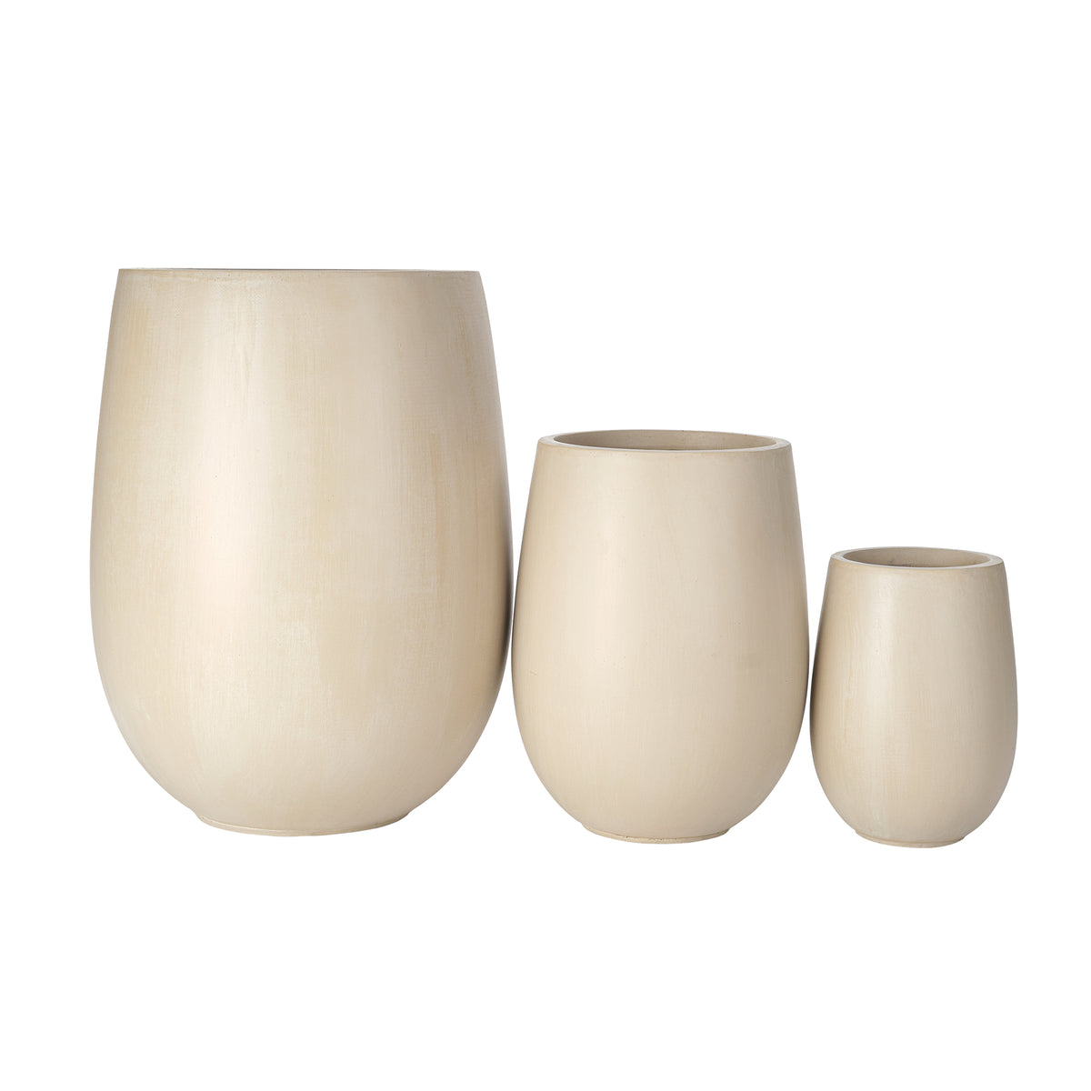 variant-group:rf-n711p406658a|Roomfitters Lightweight Round MGO Planter Set, 3-Piece Graduated Outdoor Flower Pots, Beige Weather-Resistant Urns