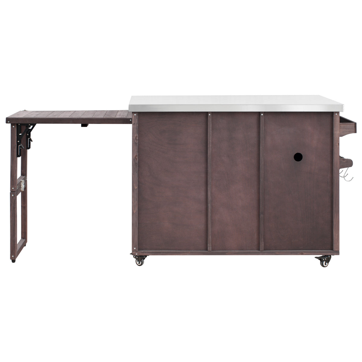 variant-group:rf-n707p370276z|Roomfitters 78.3" Outdoor Kitchen Island with Foldable Grill Table, Stainless Steel Top & Tilt Trash Can Storage, Dark Brown