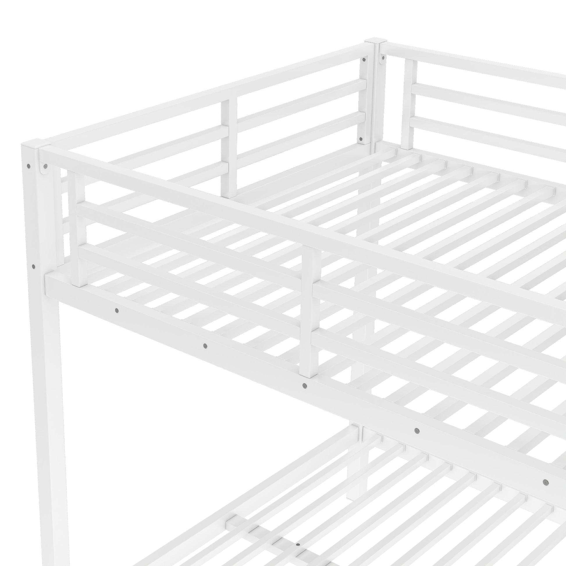 variant-group:rf-w1580p329015|Roomfitters Metal Full Over Full Bunk Bed Frame with Ladder & Safety Rail, Durable Space-Saving Design, White