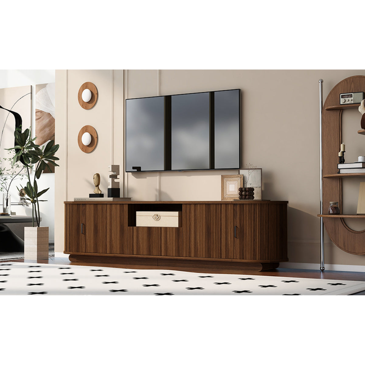 variant-group:rf-n724p420628d|Roomfitters American Style TV Stand Console with Hidden Sliding Doors, Antique Brown