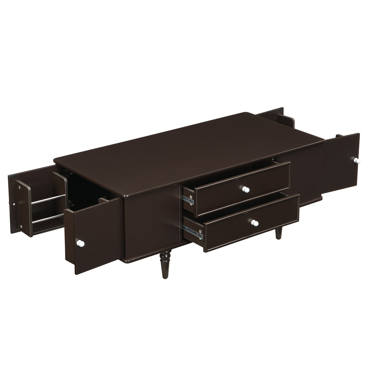 variant-group:rf-n724p286418d|Roomfitters Modern Rectangle Coffee Table with 4 Drawers and Hidden Side Storage, Solid Wood Legs, Brown