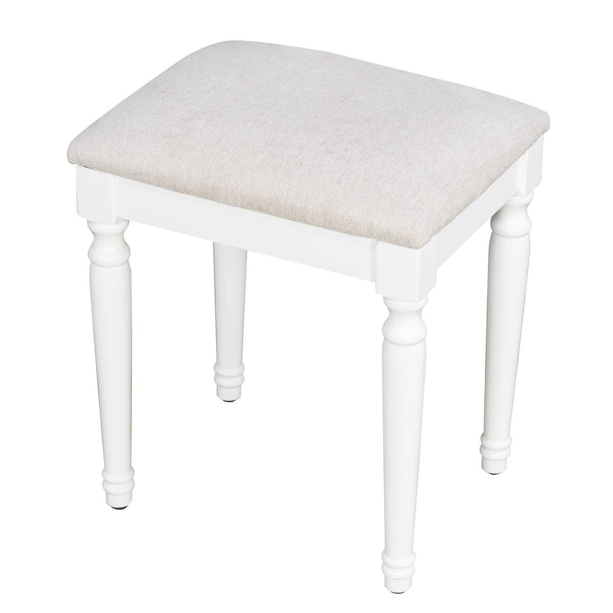 Roomfitters 44.37" Makeup Vanity with Lighted Tri-fold Mirror, French Vintage Rattan Dressing Table, Drawers and Stool, White Roomfitters