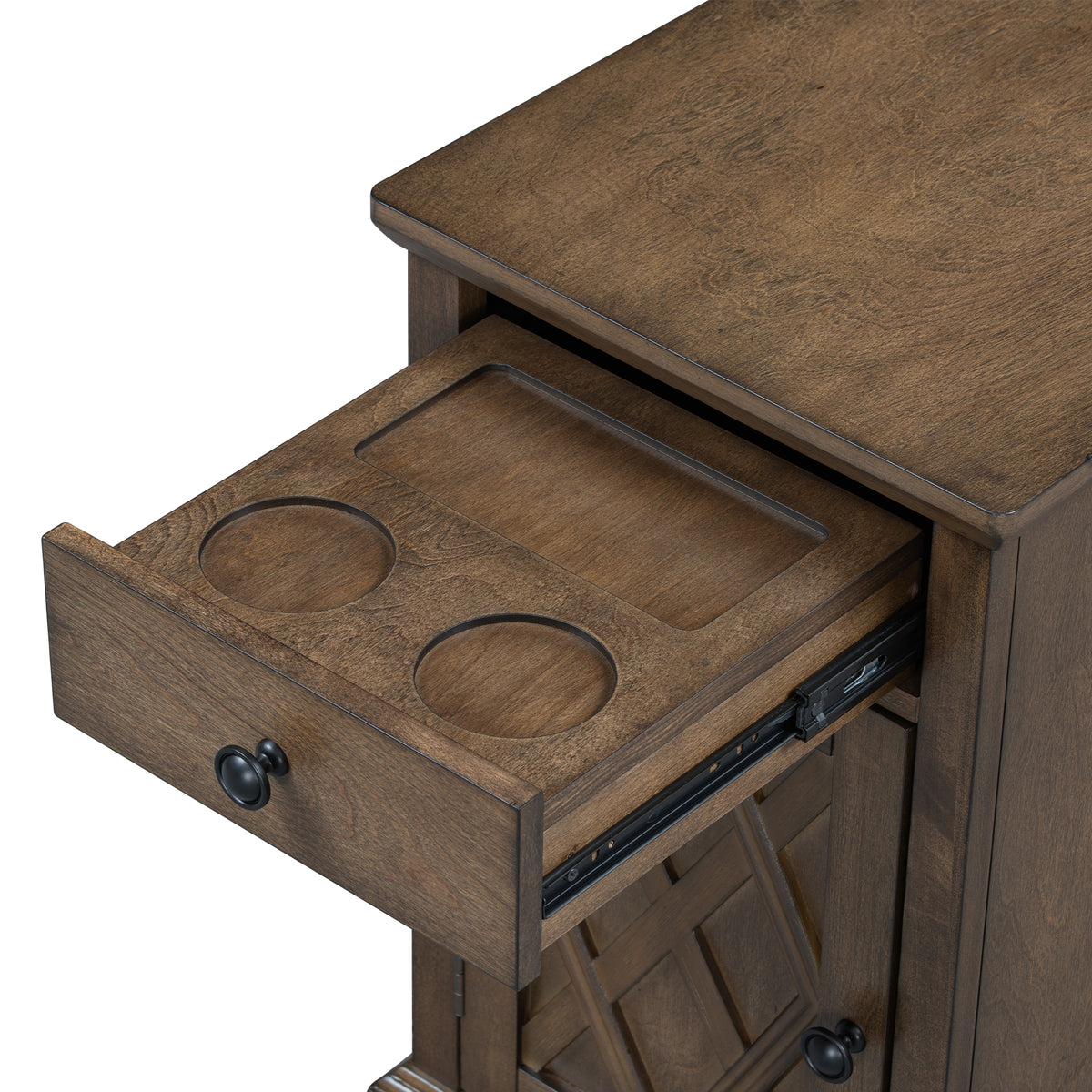 variant-group:rf-n724p353565p|Roomfitters Classic Charging End Table with USB Ports and Storage Drawer, Antique Espresso