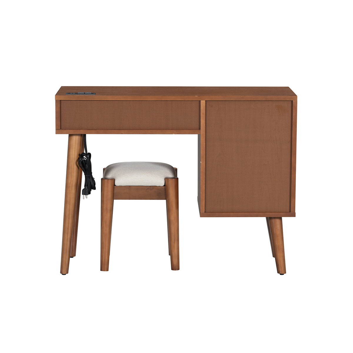 Roomfitters Wooden Nightstand with Two Storage Cabinets, End Table for Bedroom, White and Pink