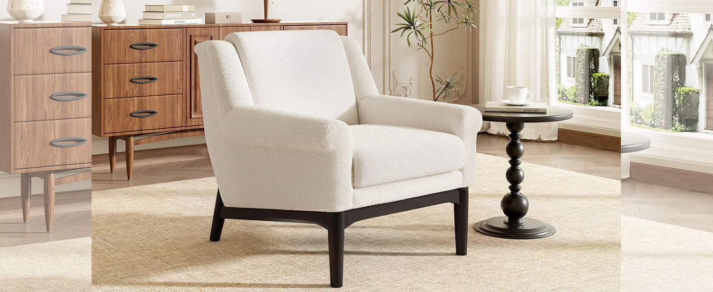variant-group:rf-n723p426251a|Roomfitters Mid-Century Modern Textured Upholstered Accent Chair, Comfy Armchair with Sturdy Solid Wood Legs for Home, Beige