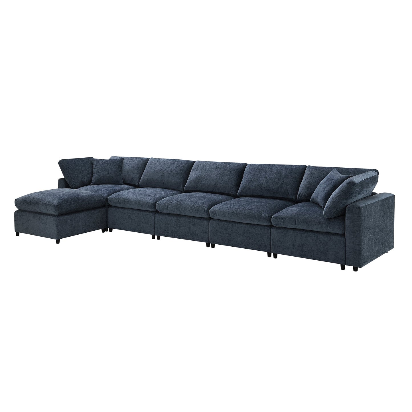 Roomfitters 130 Inch U-Shaped Modular Sectional Sofa Bed, Cloud Sleeper Couch with Plush Cushions for Living Room, Dark Blue Roomfitters