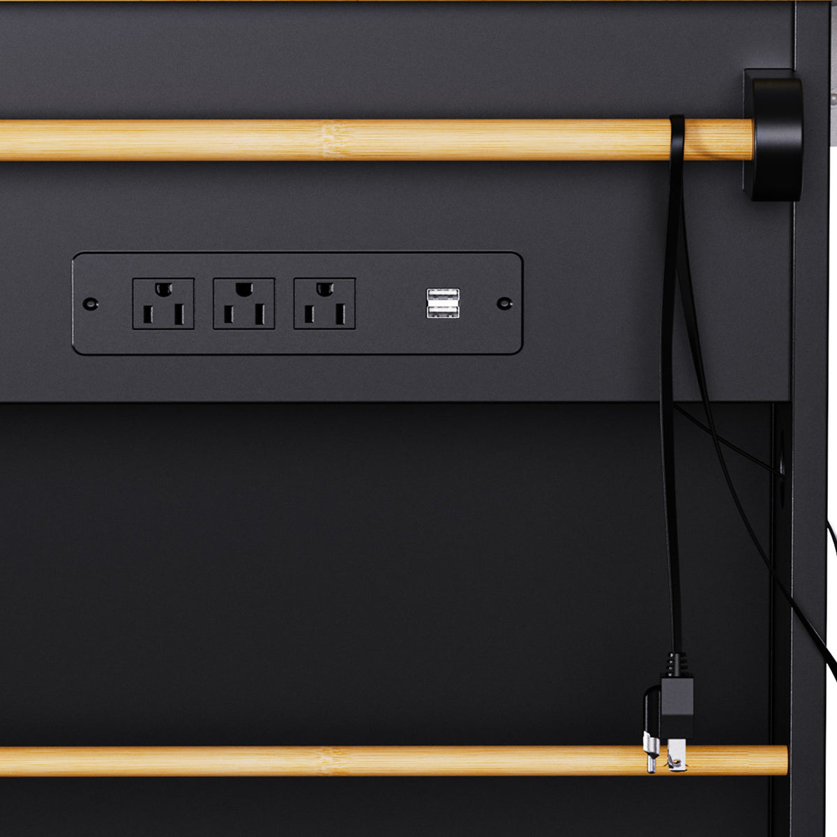 variant-group:rf-n707s257057b|Roomfitters 48" Kitchen Island with Power Outlet and Drop Leaf, Rolling Storage Cabinet with Wood Top and Spice Rack, Black