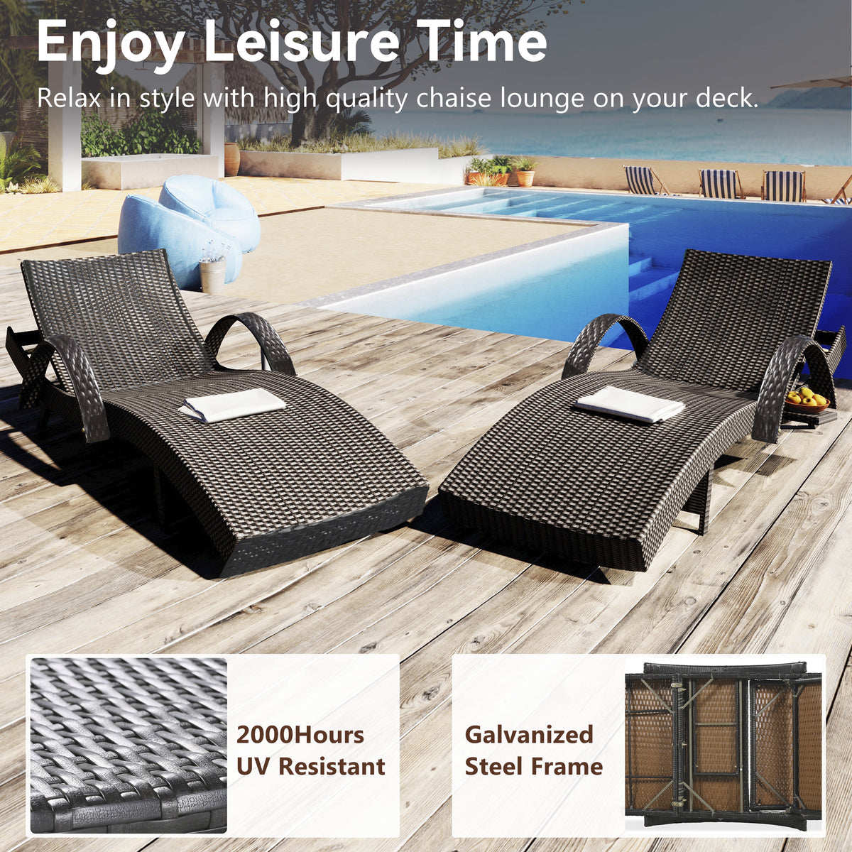 variant-group:rf-n707wf321204aad|Roomfitters 80" Outdoor Wicker Chaise Lounge Chairs, Set of 2, Reclining Patio Chairs with Pull-Out Table, Dark Brown