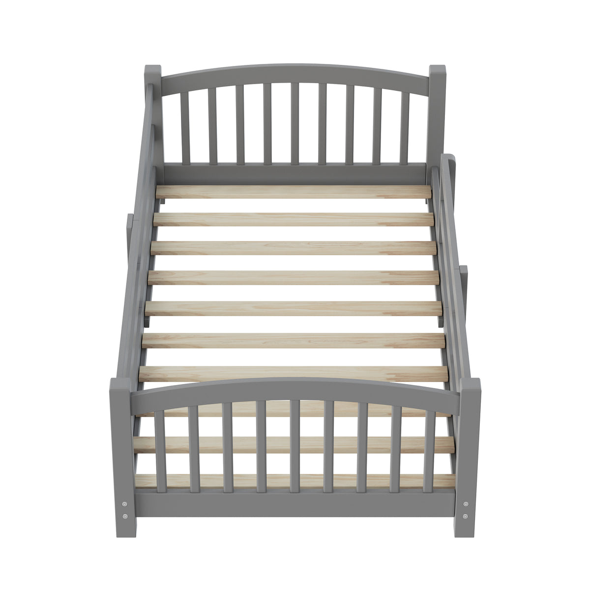 variant-group:rf-n733p400298e|Roomfitters Twin Montessori Floor Bed with Guardrails, Solid Wood Low Platform Bed with Slats, Easy Assembly, Gray