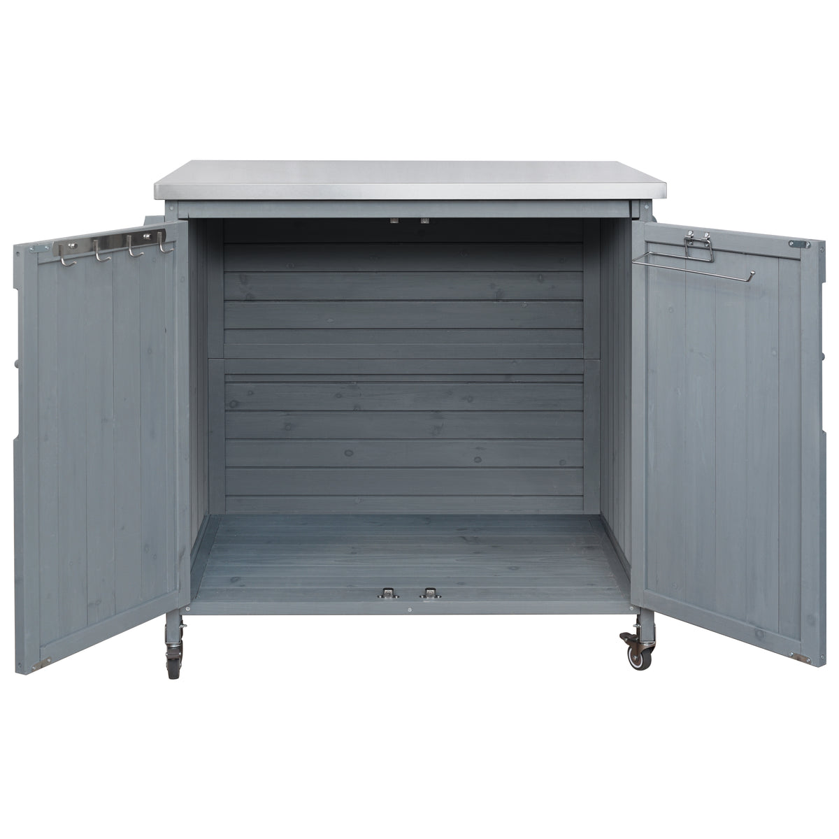 variant-group:rf-n707p370287g|Roomfitters 42.1" Grill Cart, Outdoor Kitchen Island with Stainless Steel Top, BBQ Prep Station with Spice Rack, Grey+Blue