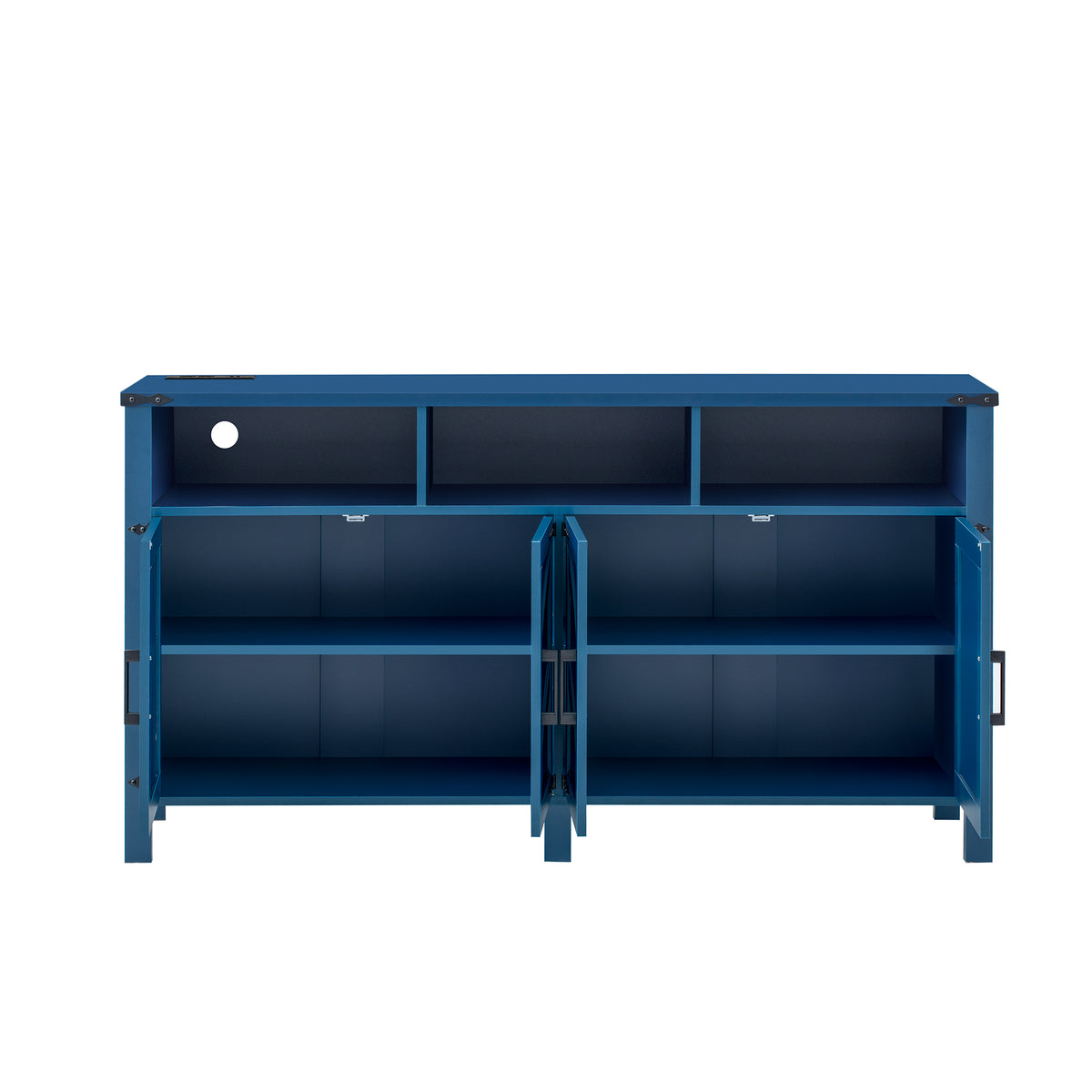 variant-group:rf-n711p347407v|Roomfitters 59" Sideboard Buffet Cabinet with 4 Door & Open Storage, Modern Farmhouse Industrial Coffee Bar Station, Navy Blue
