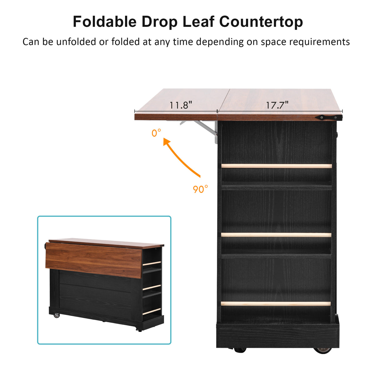 variant-group:rf-n707s263637b|Roomfitters 53" Kitchen Island with Power Outlet, 4 Doors and 3 Drawers, Rolling Storage Cabinet with Glass Doors, Black