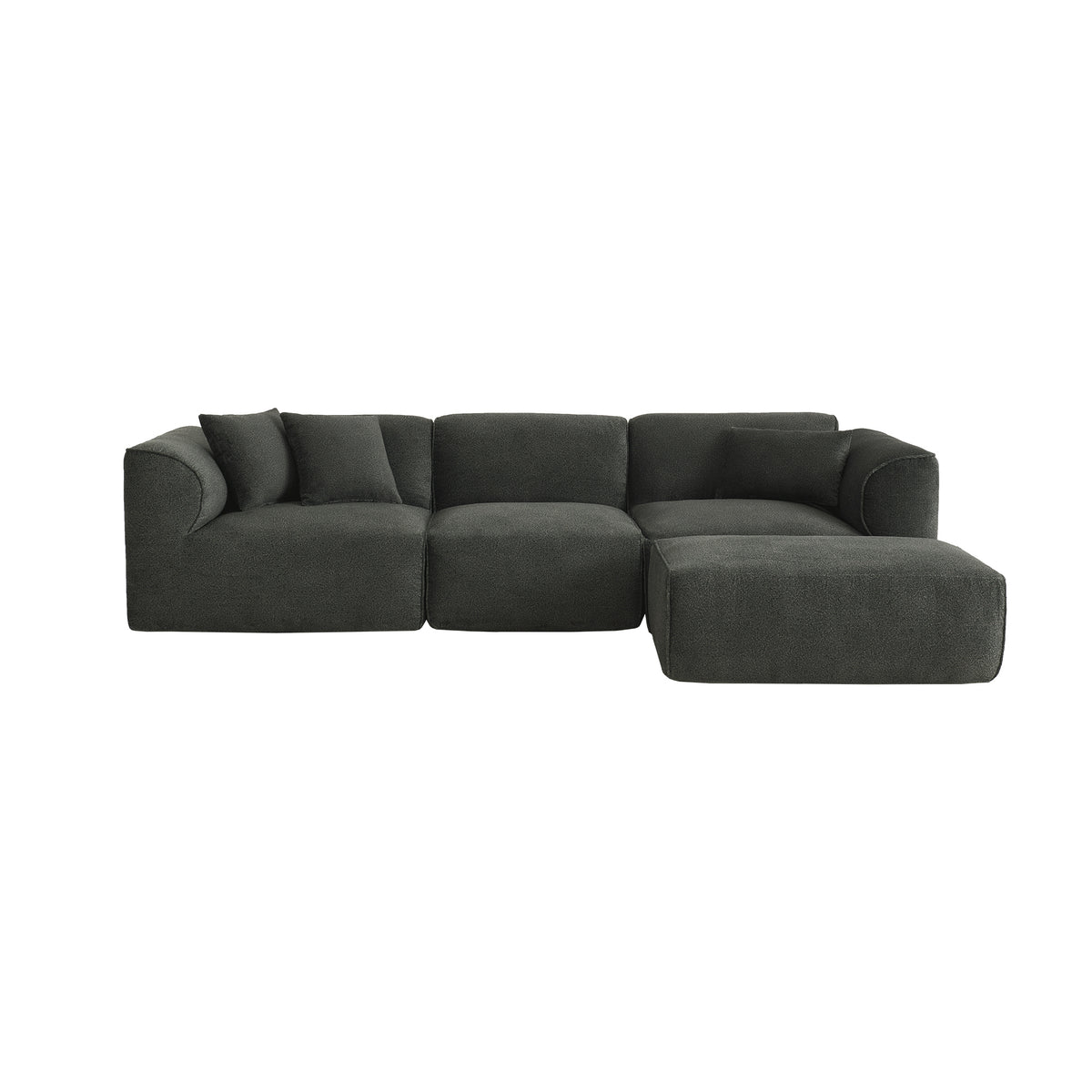 variant-group:rf-n711wy000450aac|Roomfitters Modern Velvet Sectional Sofa with Detachable Ottoman, 4-Seater Couch with Pillows for Living Room, Grayish Green