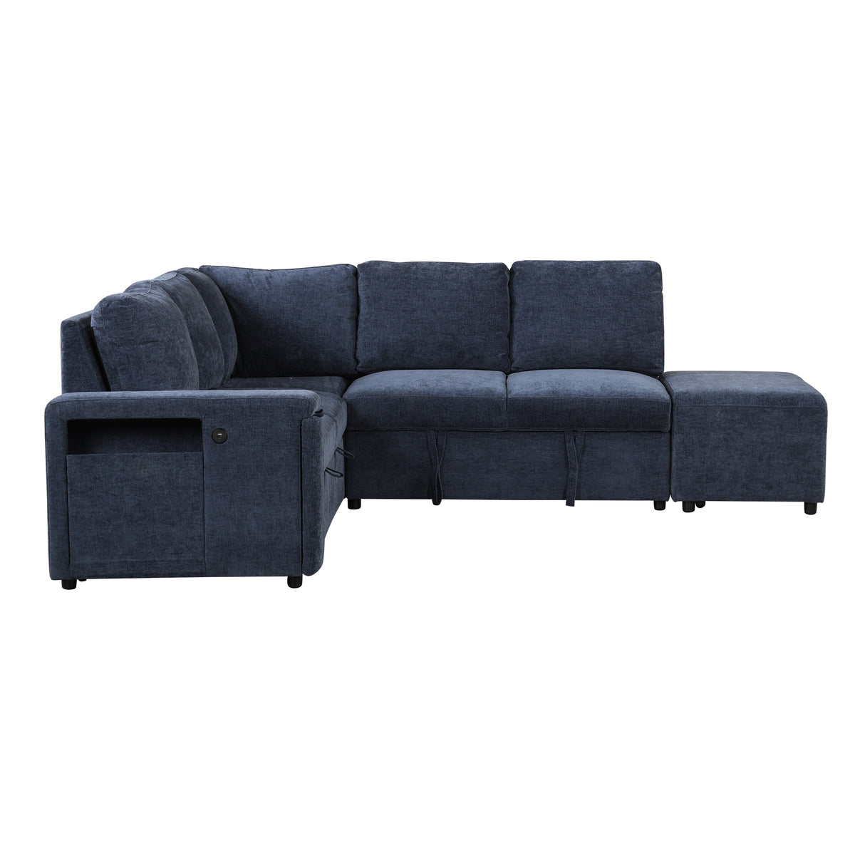 variant-group:rf-n711wy000390aac|Roomfitters L-Shaped Padded Modular Sofa with Storage Space, USB Ports, and Cup Holders on the Armrests, Suitable for Living Rooms, Offices, and Apartments, Blue