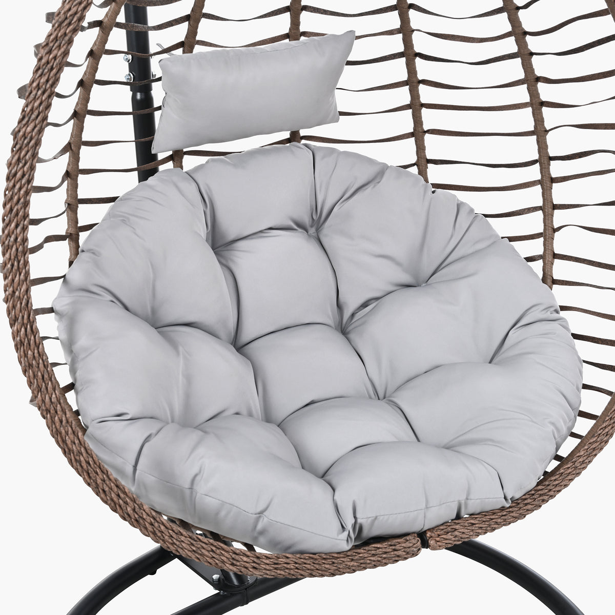 variant-group:rf-n711p389502g|Roomfitters Indoor Outdoor Hanging Egg Hammock Chair with Stand, Wicker Rattan Swing for Patio and Bedroom, Brown+Gray