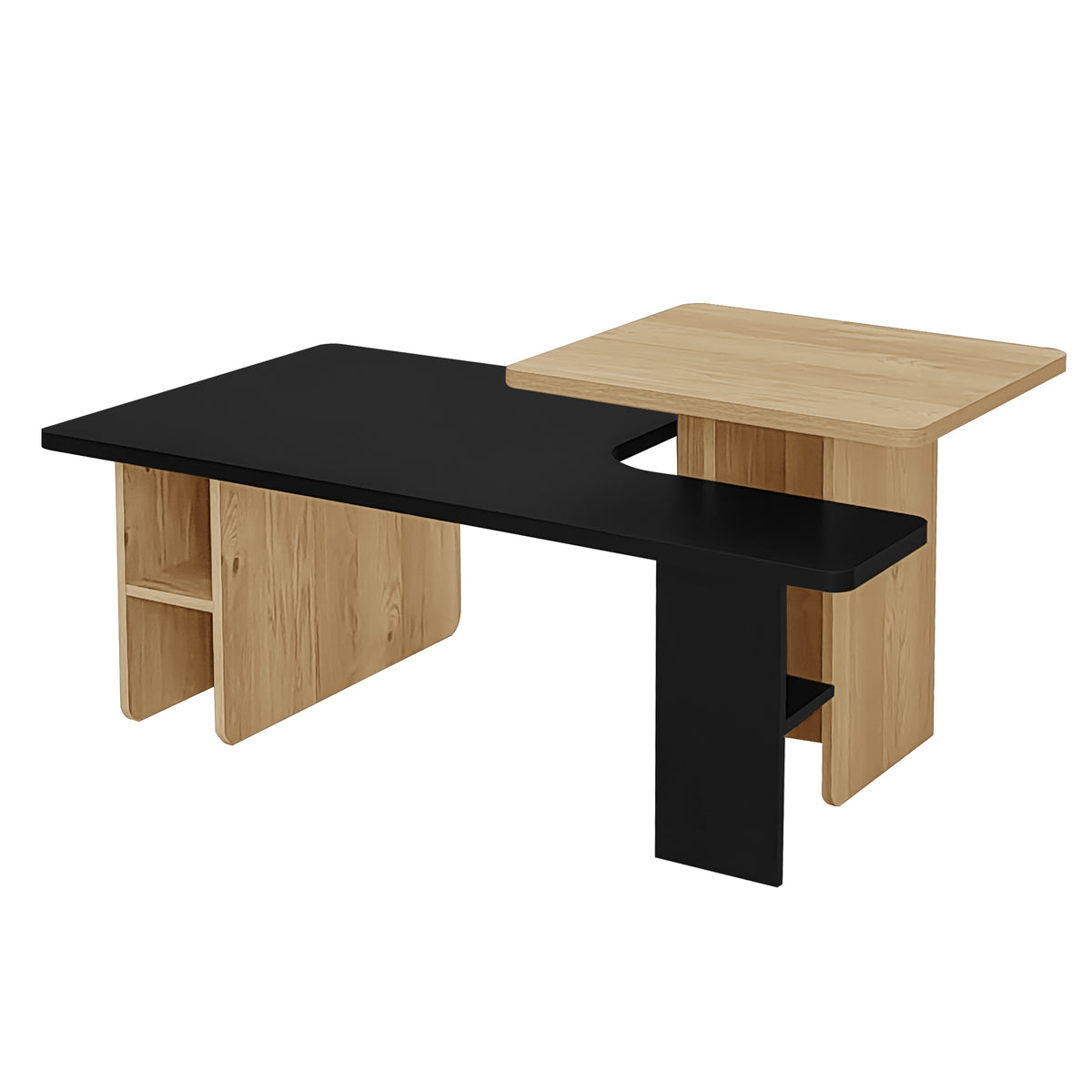 variant-group:rf-n724p294661b|Roomfitters Farmhouse Nesting Coffee Table Set of 2, Rectangle Wood Finish Accent Tables for Living Room and Sofa Side, Black
