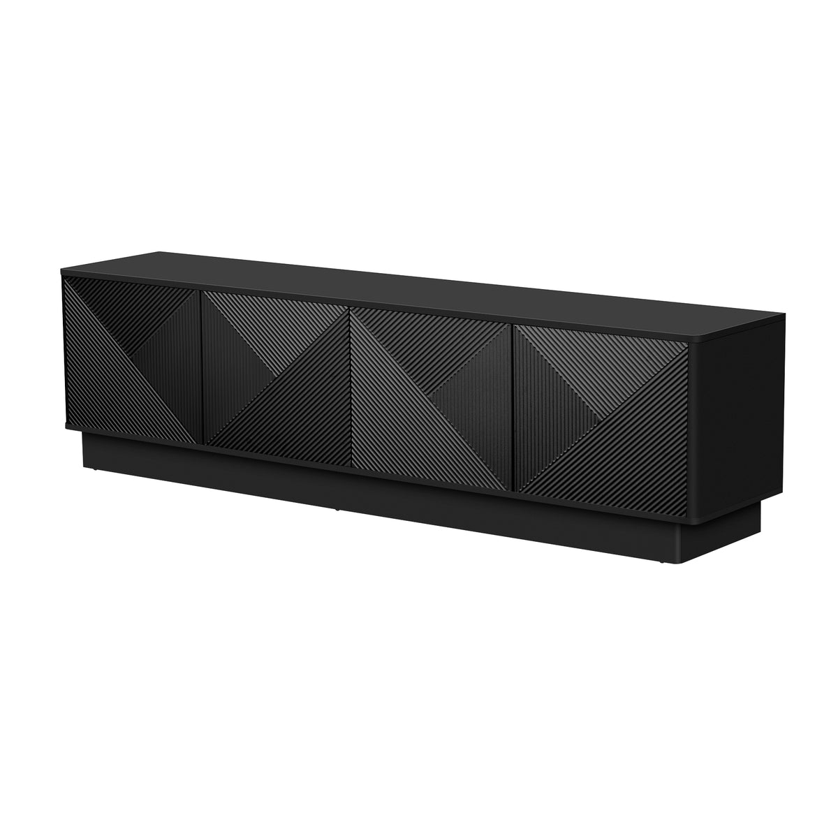 variant-group:rf-n724p426846b|Roomfitters Stylish 4-Door Wave Design TV Console with 16-Color USB LED Light, Black