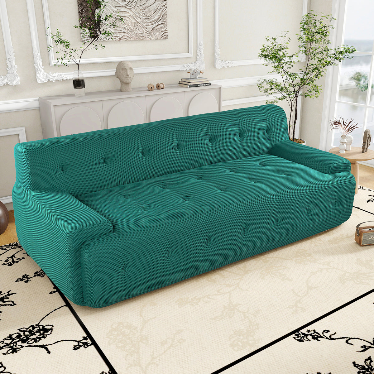 variant-group:rf-n711p206619c|Roomfitters 86.2" Modern Tufted Upholstered Sofa, 3-Seater Compression Couch for Living Room, Green