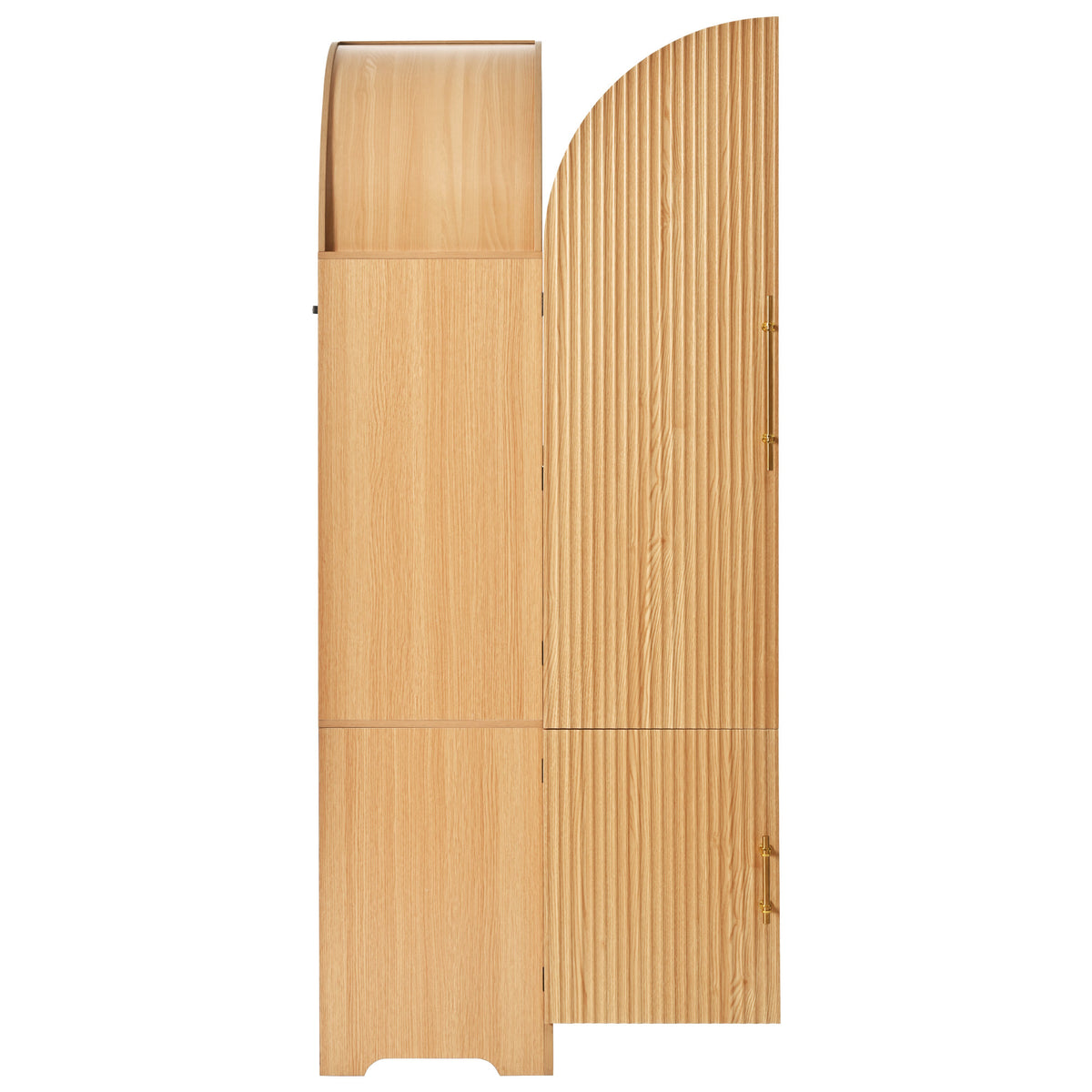 variant-group:rf-n707s000020y|Roomfitters 72" Tall Arched Kitchen Pantry Cabinet with Fluted Doors & Hidden Drawer, Natural