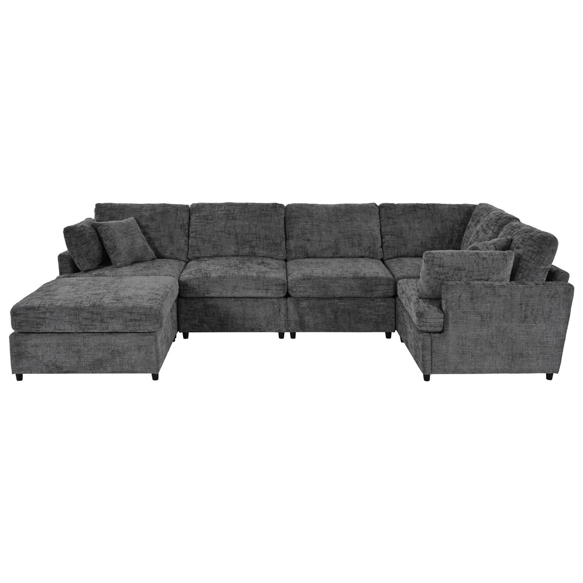 Roomfitters 127" U-Shaped Sectional Sofa, Modern Modular L-Shaped Couch with Movable Ottoman for Living Room, Grey Roomfitters