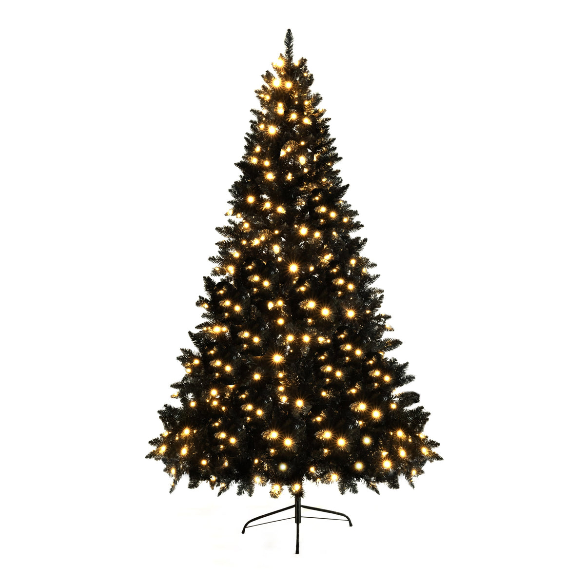 Roomfitters Pre-Lit Black Artificial Christmas Tree 6FT, Hinged Holiday Spruce Tree with 920 Tips and Color-Changing Lights Roomfitters