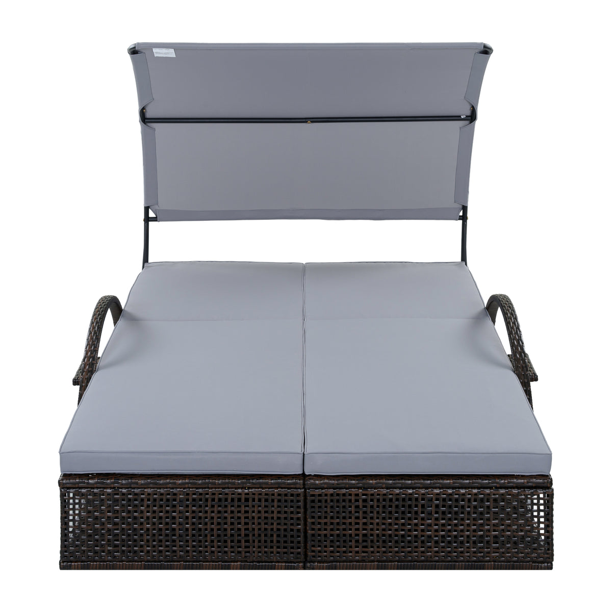 variant-group:rf-n711wy000485aae|Roomfitters Slate Grey HDPE Wicker Outdoor Double Sunbed, Steel Frame Patio Chaise, Hidden Side Tables, Canopy