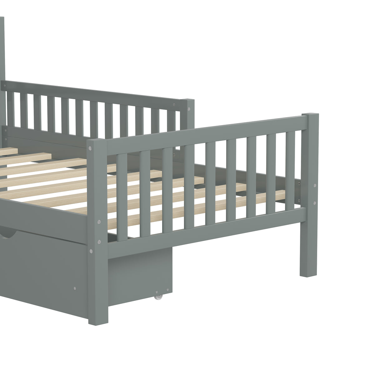 variant-group:rf-n733p172696e|Roomfitters Twin Size Wood Platform Bed with Guardrails and Two Storage Cabinets, Grey