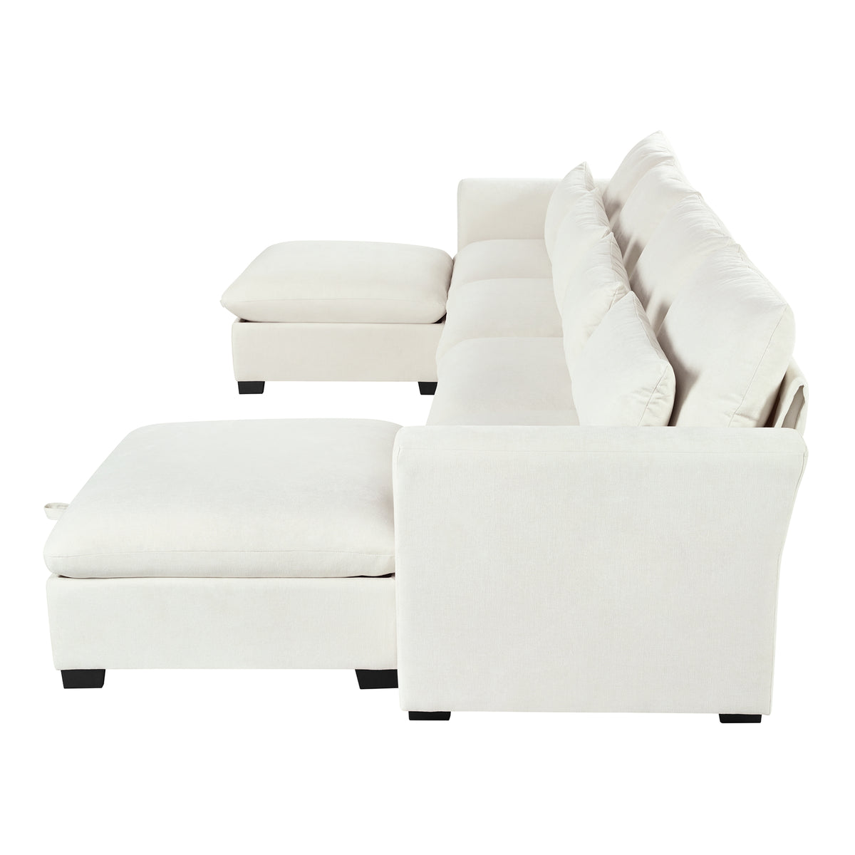 variant-group:rf-n711wy000491aaa|Roomfitters 131.3-Inch Modern U-Shaped Sectional Sofa, 6-Seater Linen Blend Couch, 2 Storage Ottomans, Pit Lounge, Beige
