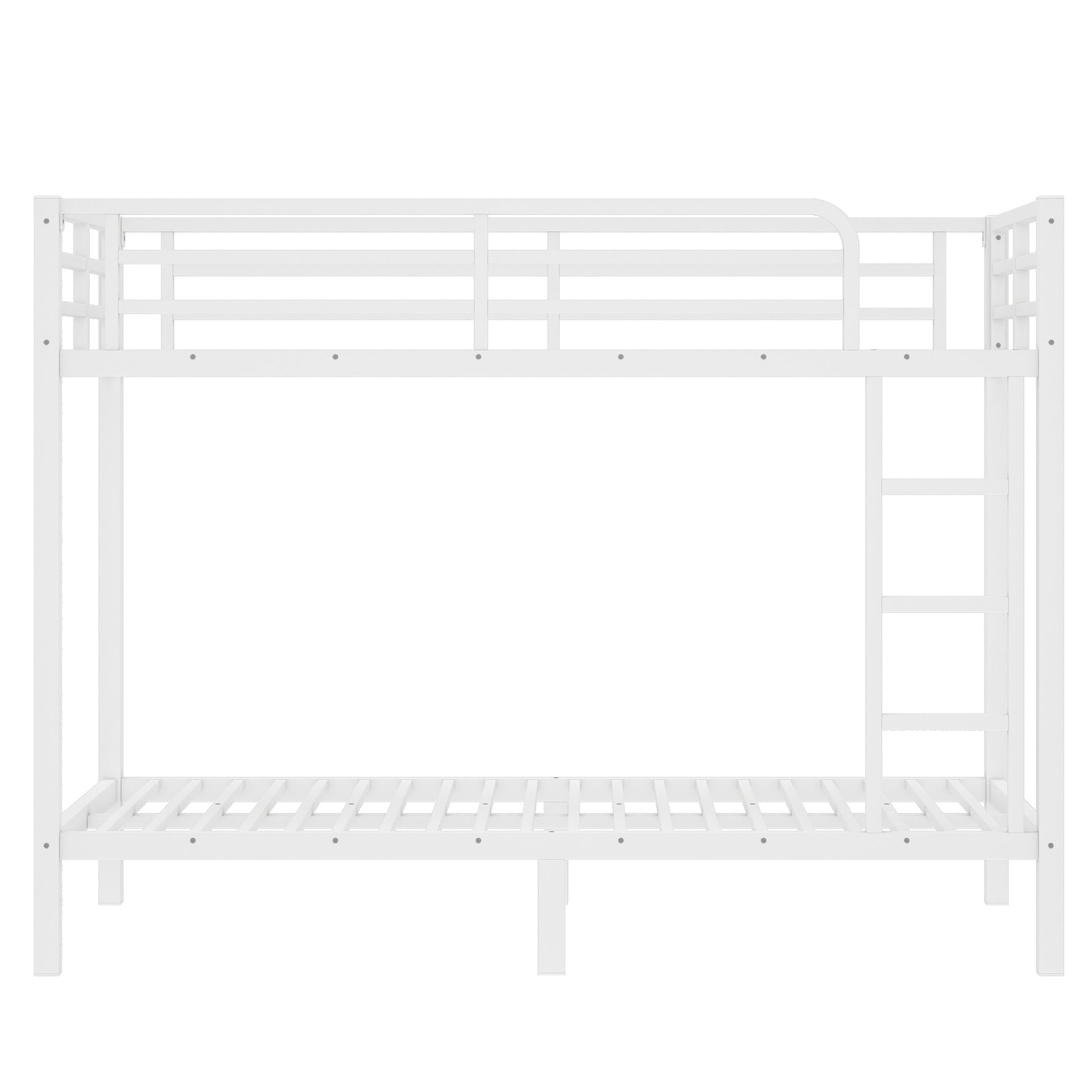 variant-group:rf-w1580p329009|Roomfitters Metal Twin XL Over Twin XL Bunk Bed Frame with Ladder & Safety Rail, Heavy-Duty Space-Saving Design, White