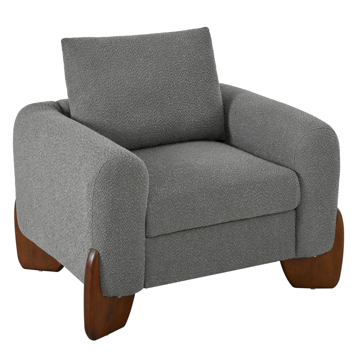 variant-group:rf-n711wy000479aae|Roomfitters Modern 3-Piece Living Room Sofa Set, Bouclé Fabric Loveseat and 2 Armchairs Pack, Grey Pinewood Lounge